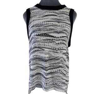 Michael Stars Wms California Cool Body Skimming Silk Tank Grey Abstract Print M